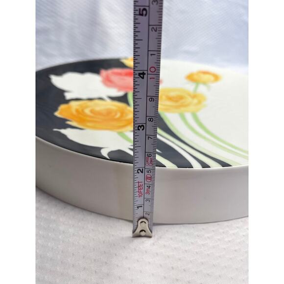 Mikasa Art Deco Design By Michael Lax Ceramic Floral Round Tray 13.5" - Picture 4 of 5